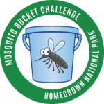 mosquito bucket challenge profile graphic with bucket, mosquito and green circle - Homegrown National Park