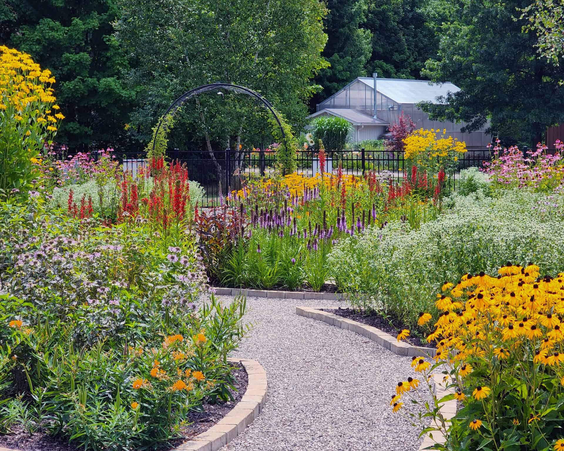 Linda O'Shaughnessy Circle Garden-greenhouse-circle arch