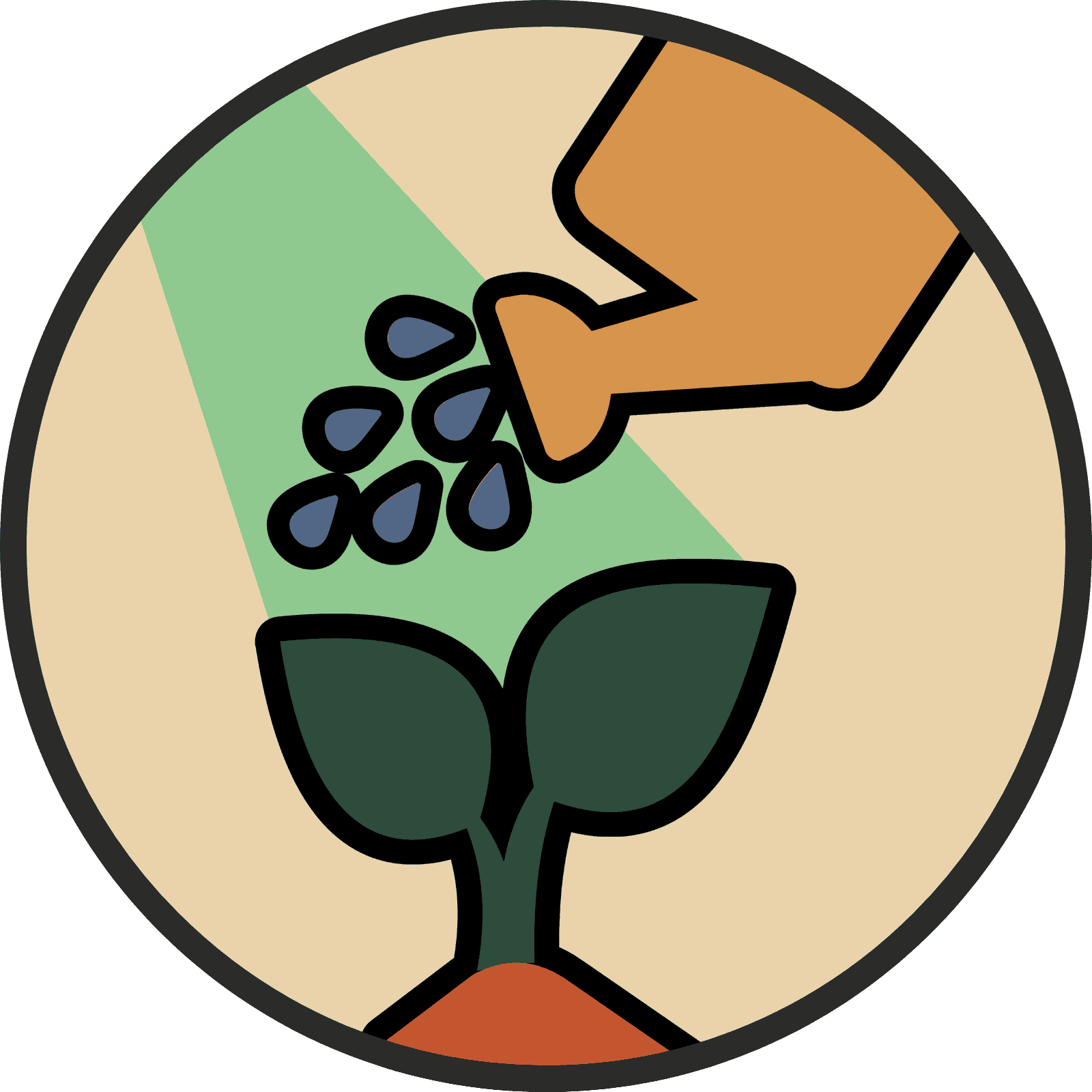 Icon of a watering can and a sprout