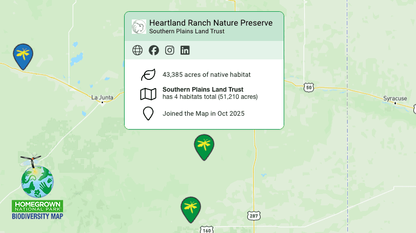 Southern Plains Land Trust on HNP Biodiversity Map