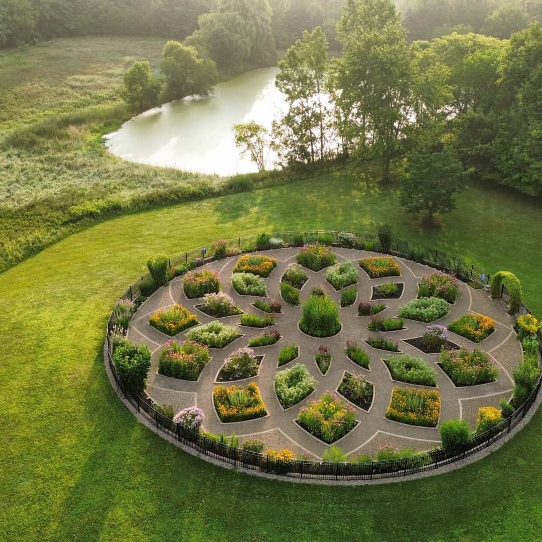 Linda O'Shaughnessy Circle Garden pond sunrise